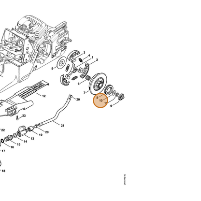 STIHL part 0000-958-1025 — IPL diagram snippet (6x zoom, amber highlight)