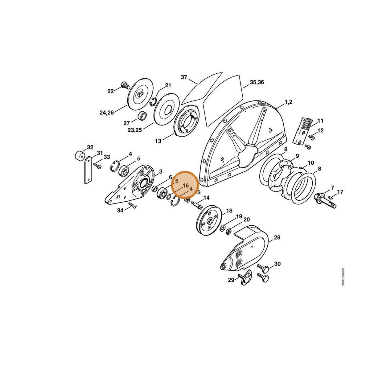 STIHL part 0000-958-1212 — IPL diagram snippet (6x zoom, amber highlight)