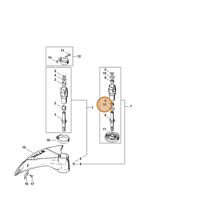 STIHL part 0000-958-1233 — IPL diagram snippet (6x zoom, amber highlight)