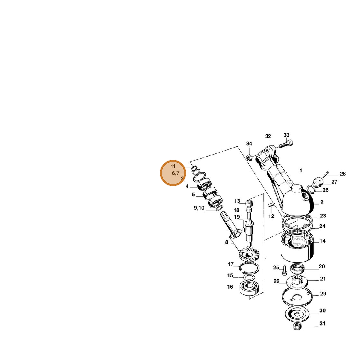 STIHL part 0000-958-1500 — IPL diagram snippet (6x zoom, amber highlight)