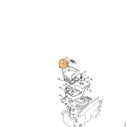 STIHL part 0000-958-1705 — IPL diagram snippet (6x zoom, amber highlight)