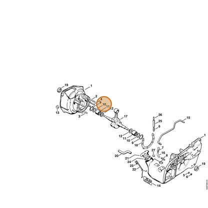 STIHL part 0000-958-2004 — IPL diagram snippet (6x zoom, amber highlight)
