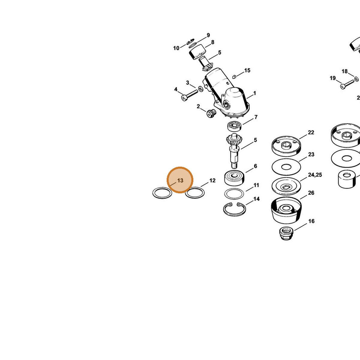 STIHL part 0000-958-3002 — IPL diagram snippet (6x zoom, amber highlight)