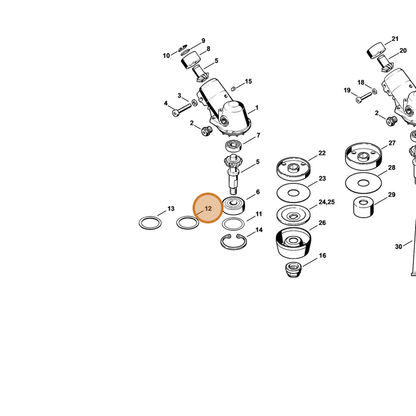 STIHL part 0000-958-3605 — IPL diagram snippet (6x zoom, amber highlight)
