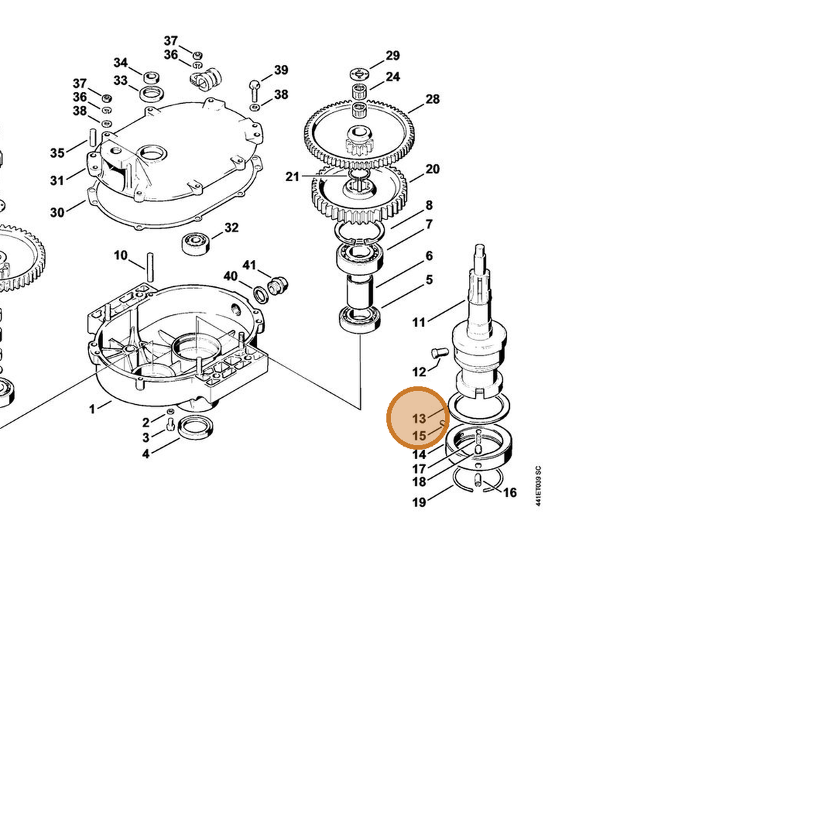 STIHL part 0000-958-6500 — IPL diagram snippet (6x zoom, amber highlight)
