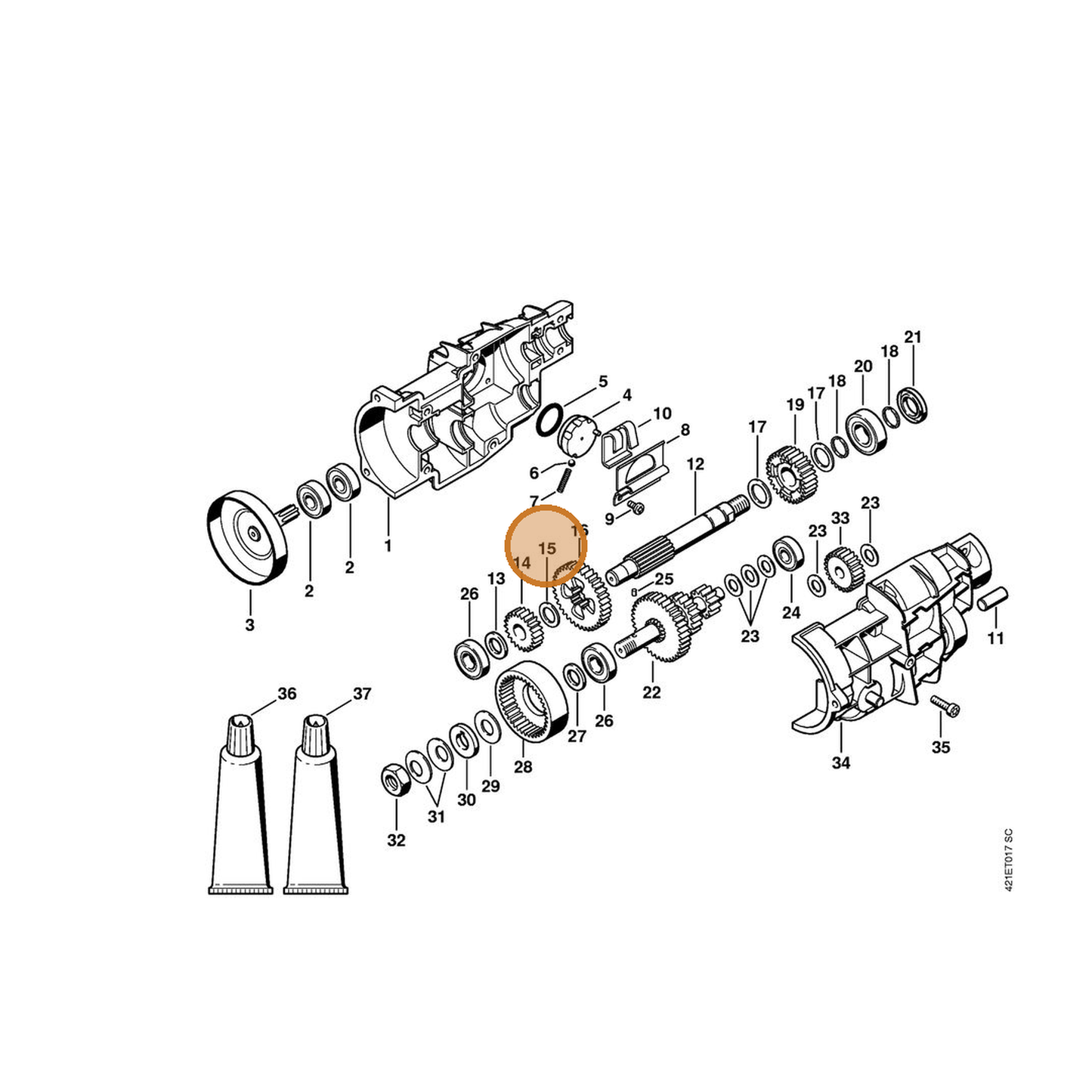 STIHL part 0000-958-6505 — IPL diagram snippet (6x zoom, amber highlight)