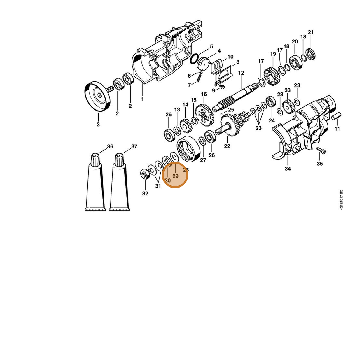 STIHL part 0000-958-6506 — IPL diagram snippet (6x zoom, amber highlight)