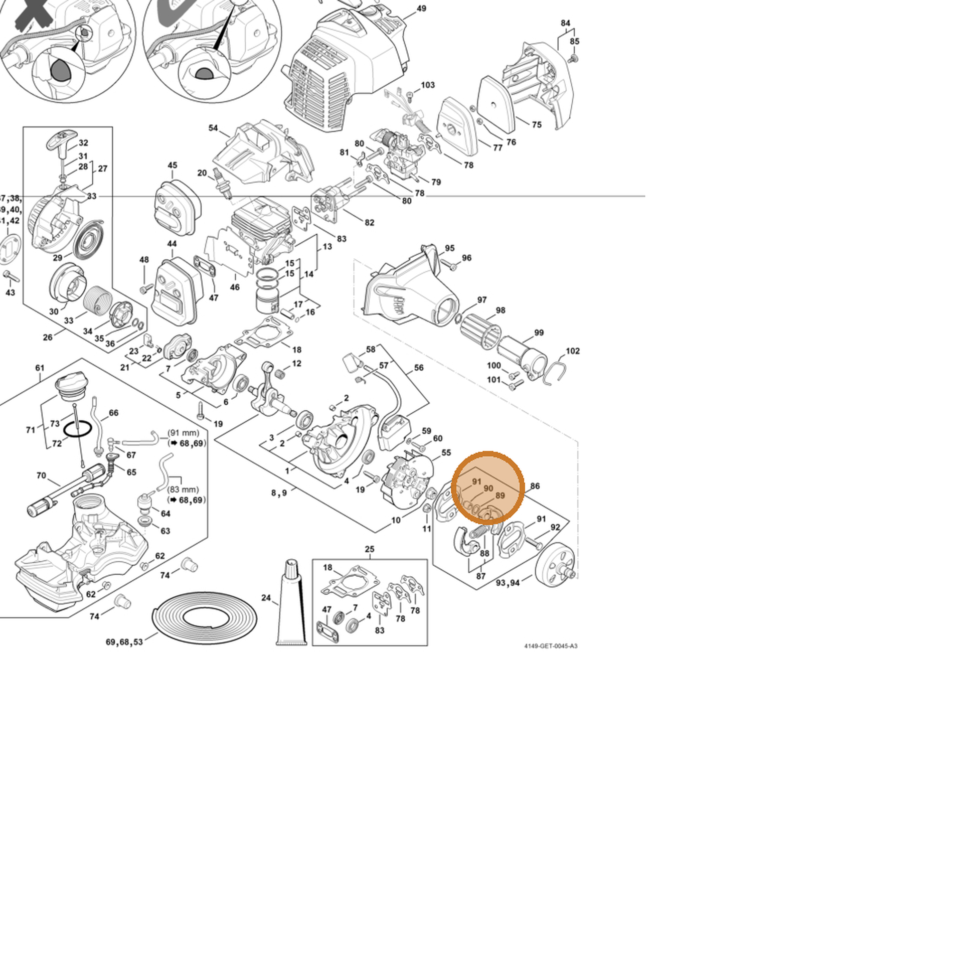 STIHL part 0000-961-0601 — IPL diagram snippet (6x zoom, amber highlight)