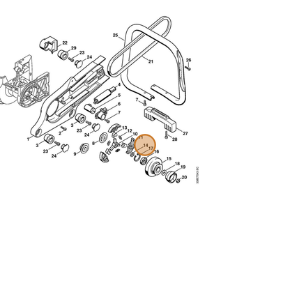 STIHL part 0000-961-1003 — IPL diagram snippet (6x zoom, amber highlight)