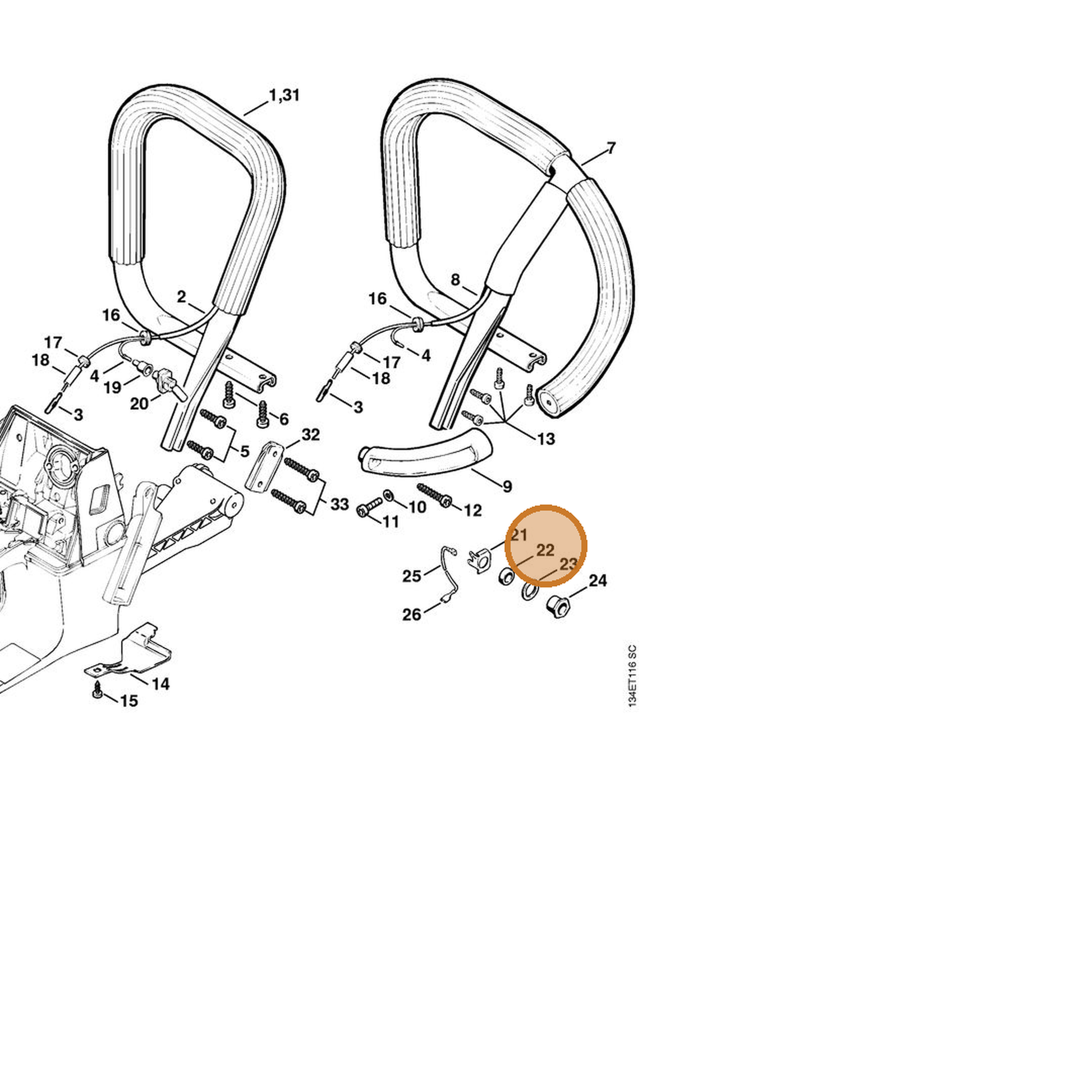 STIHL part 0000-961-1406 — IPL diagram snippet (6x zoom, amber highlight)