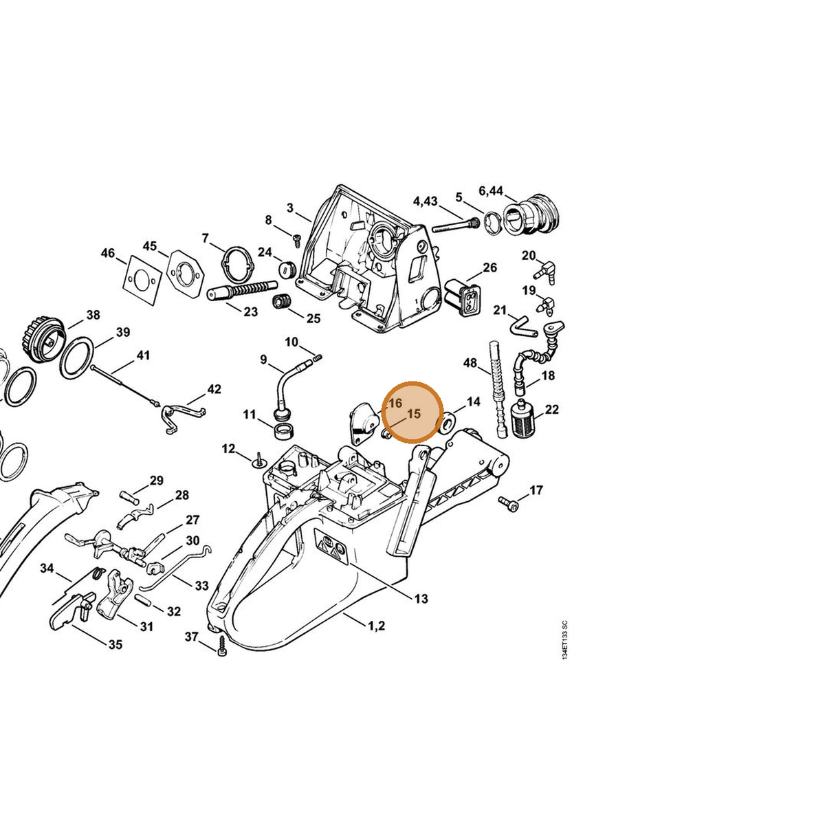 STIHL part 0000-963-0808 — IPL diagram snippet (6x zoom, amber highlight)