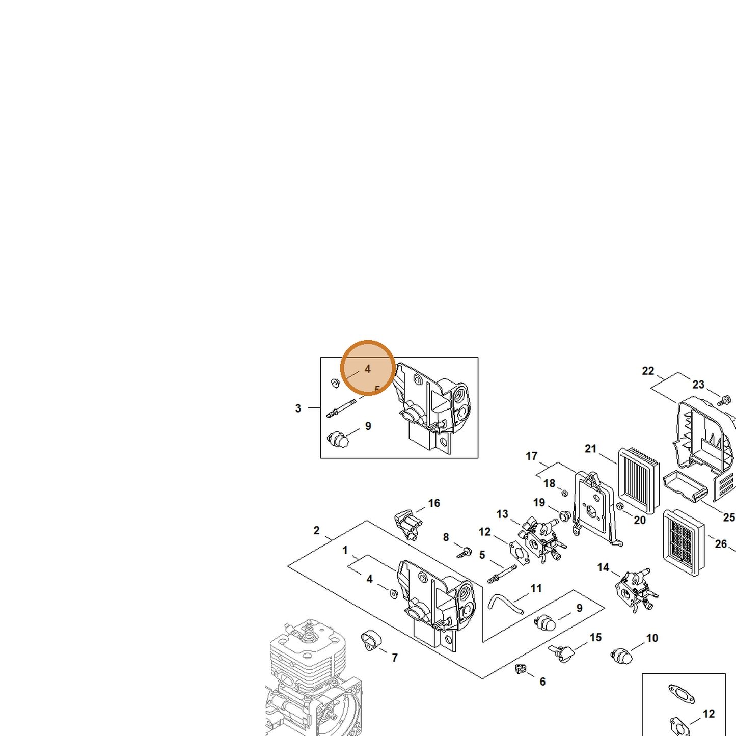STIHL part 0000-963-1401 — IPL diagram snippet (6x zoom, amber highlight)