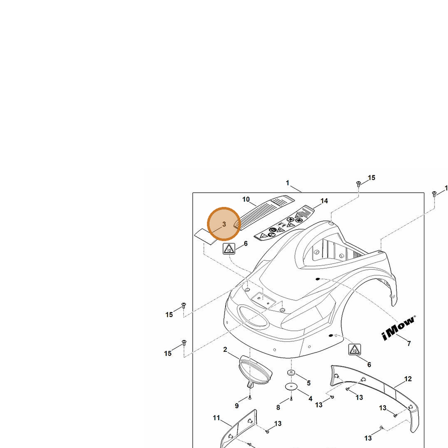 STIHL part 0000-967-1001 — IPL diagram snippet (6x zoom, amber highlight)