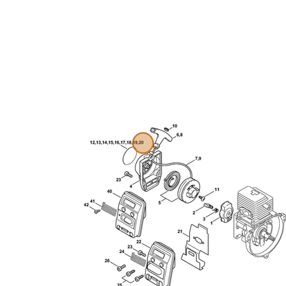 STIHL part 0000-967-2129 — IPL diagram snippet (6x zoom, amber highlight)