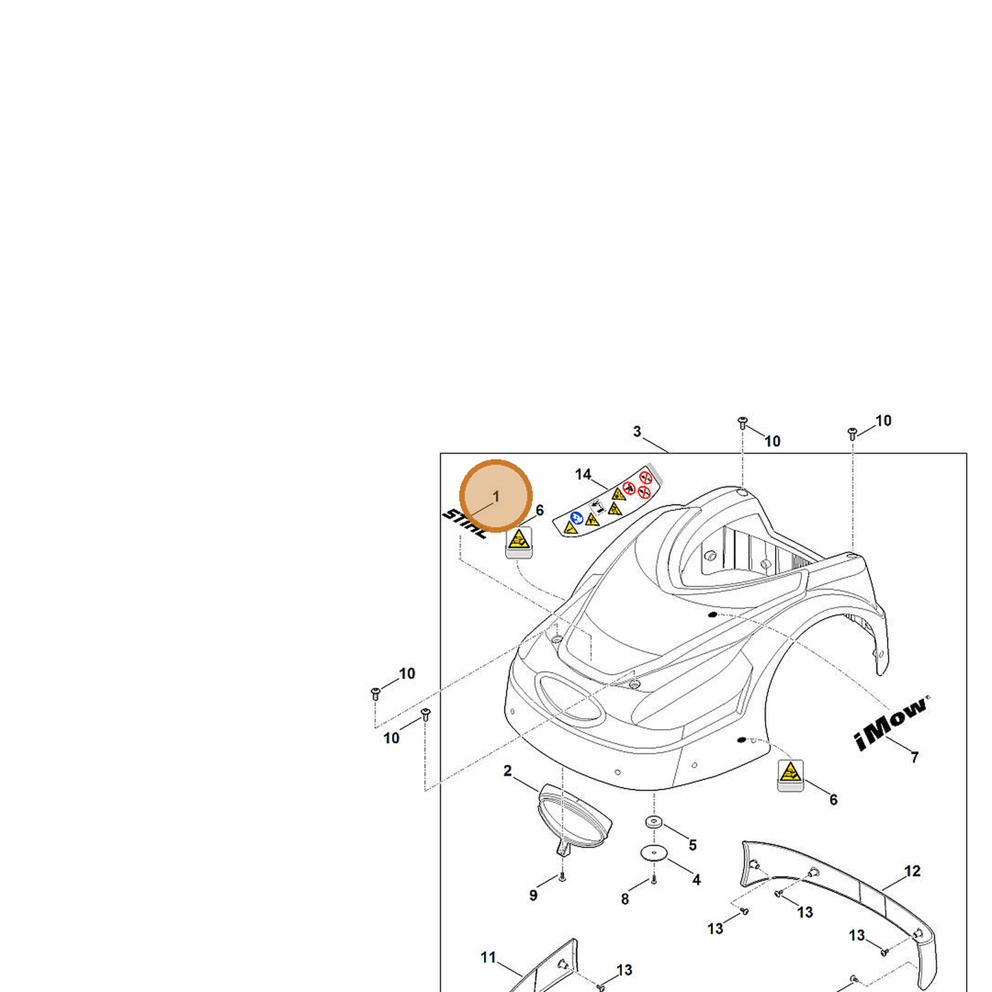 STIHL part 0000-967-6703 — IPL diagram snippet (6x zoom, amber highlight)