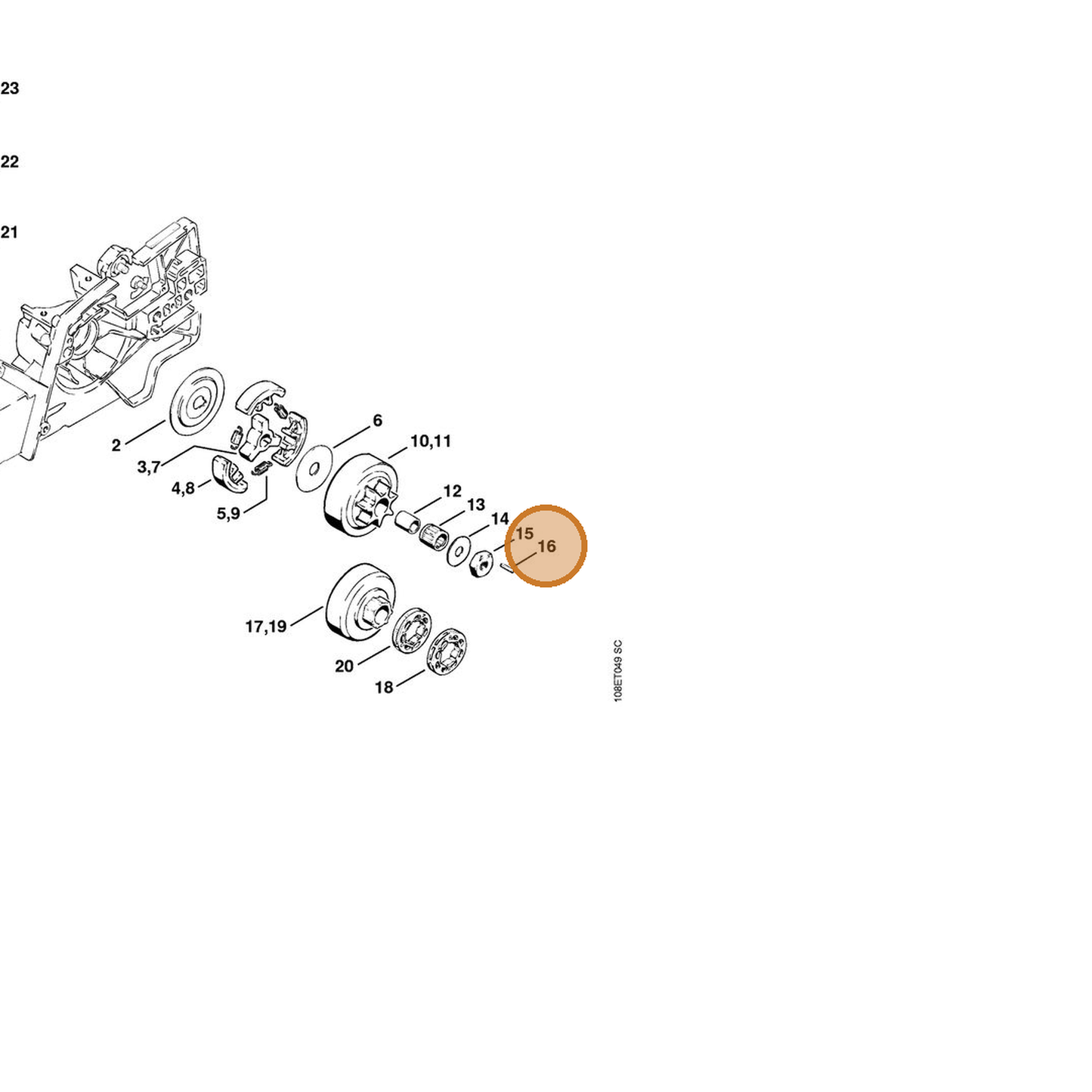 STIHL part 0000-971-0315 — IPL diagram snippet (6x zoom, amber highlight)
