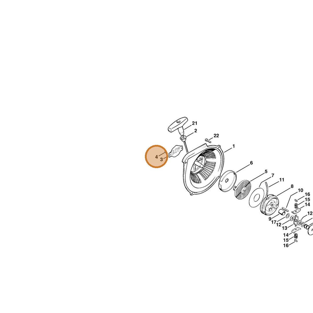 STIHL part 0000-974-1000 — IPL diagram snippet (6x zoom, amber highlight)