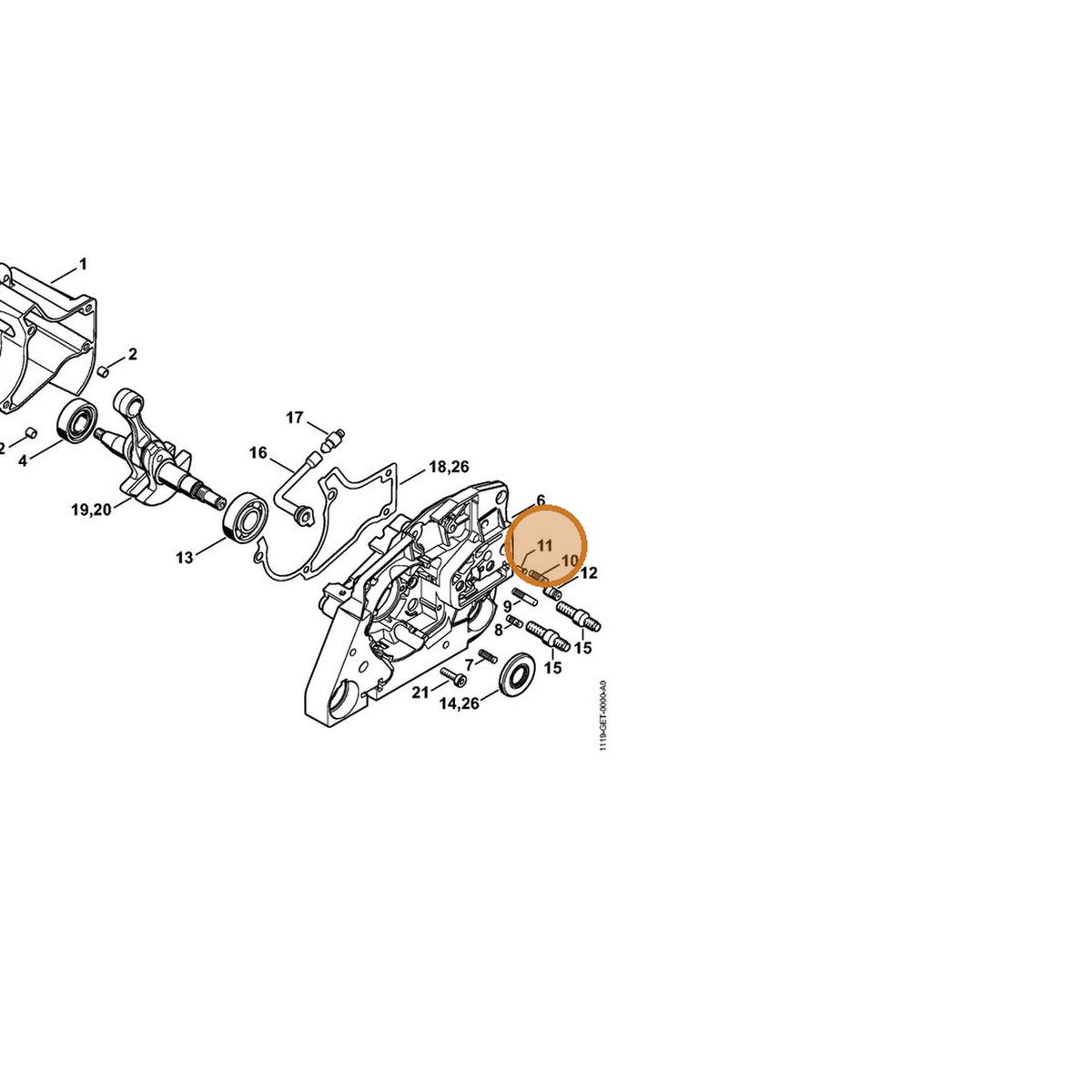 STIHL part 0000-974-1200 — IPL diagram snippet (6x zoom, amber highlight)