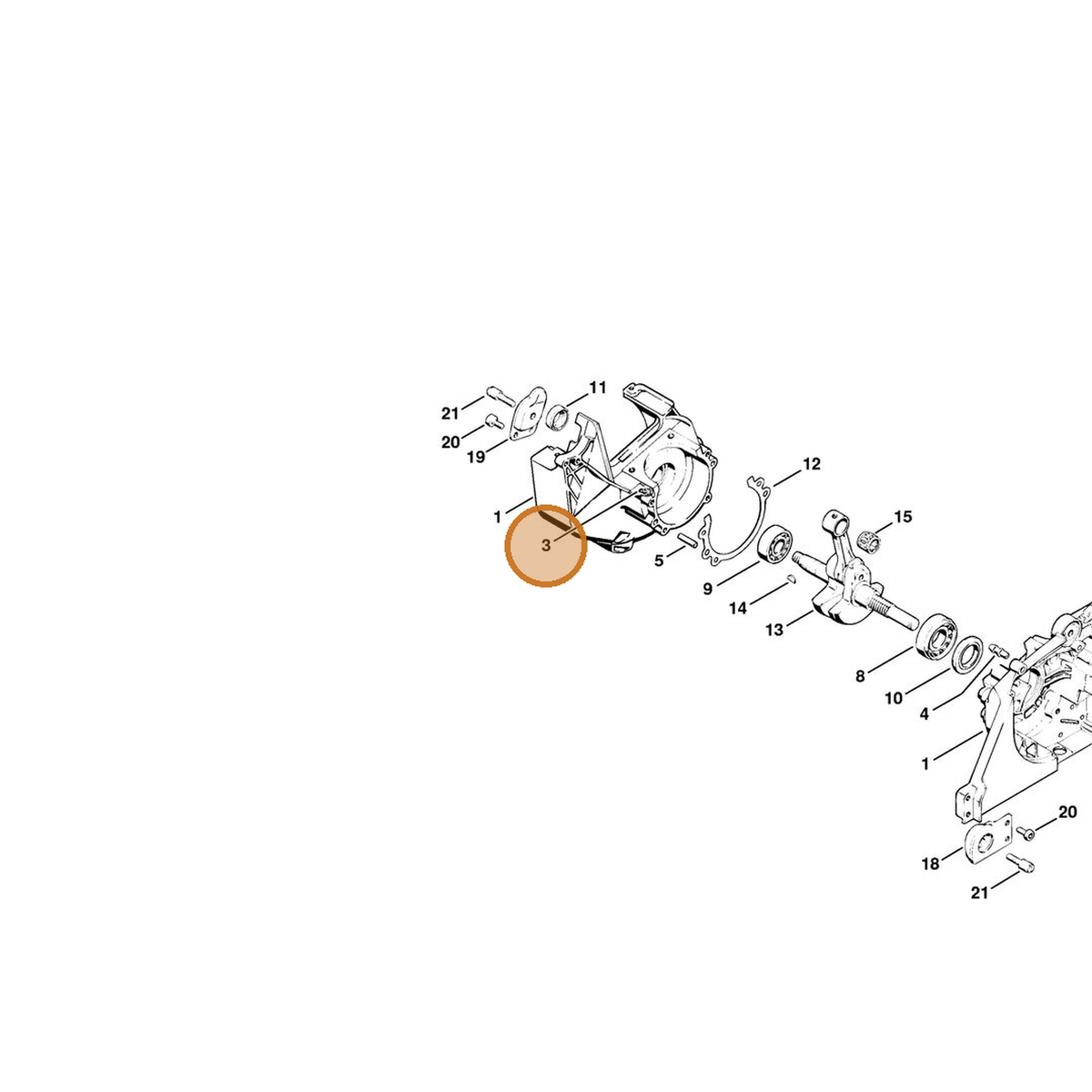 STIHL part 0000-988-5211 — IPL diagram snippet (6x zoom, amber highlight)