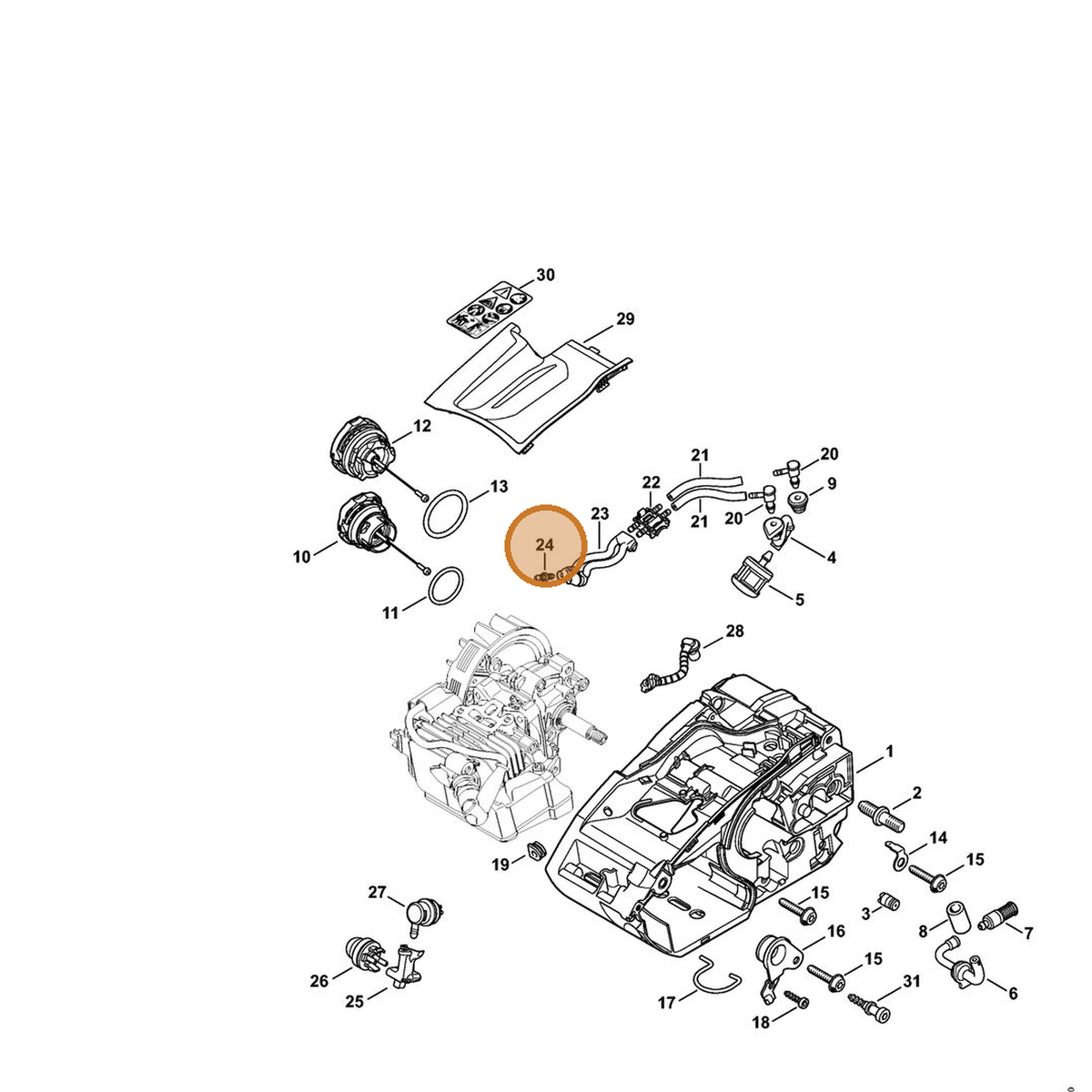 STIHL part 0000-988-5219 — IPL diagram snippet (6x zoom, amber highlight)