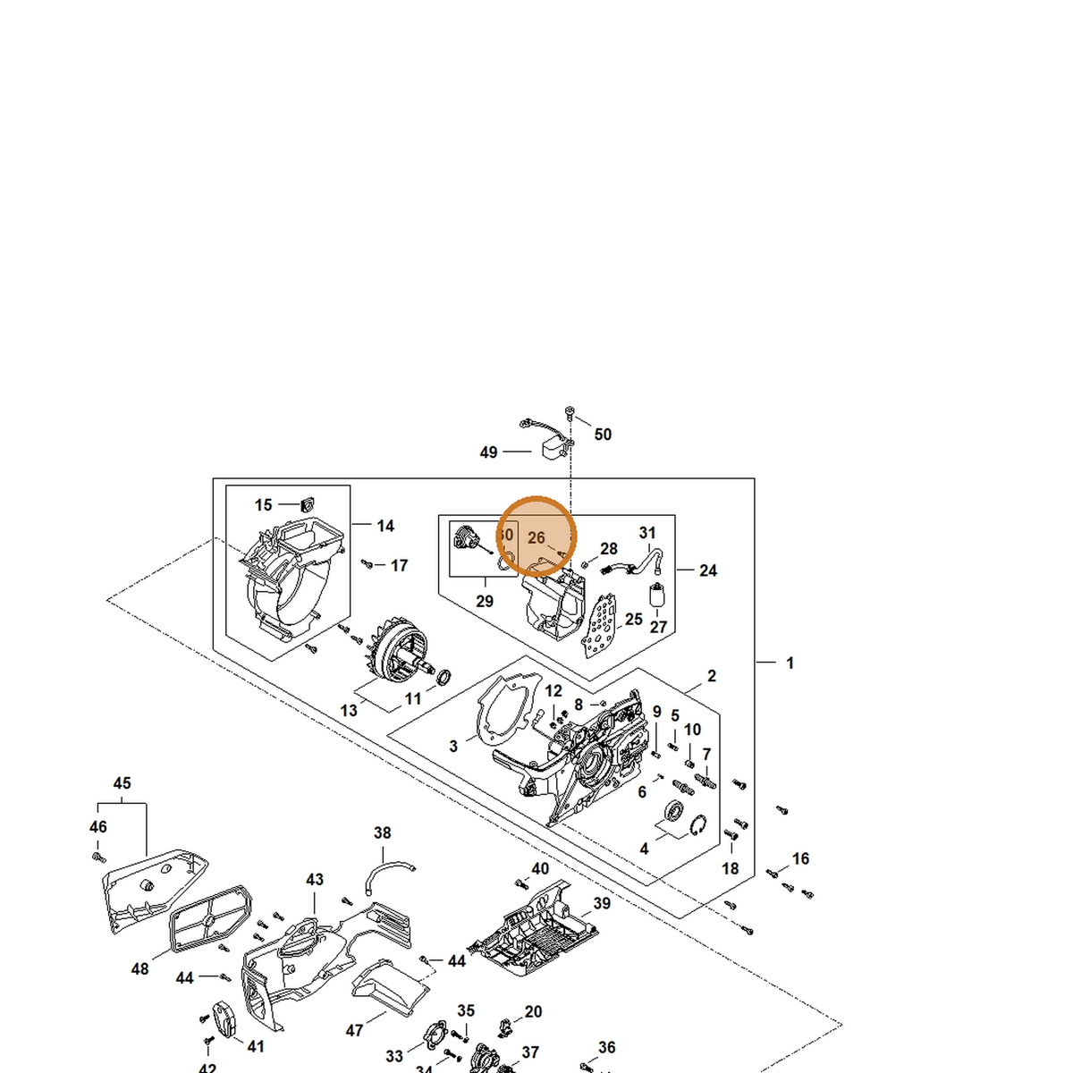 STIHL part 0000-988-5224 — IPL diagram snippet (6x zoom, amber highlight)