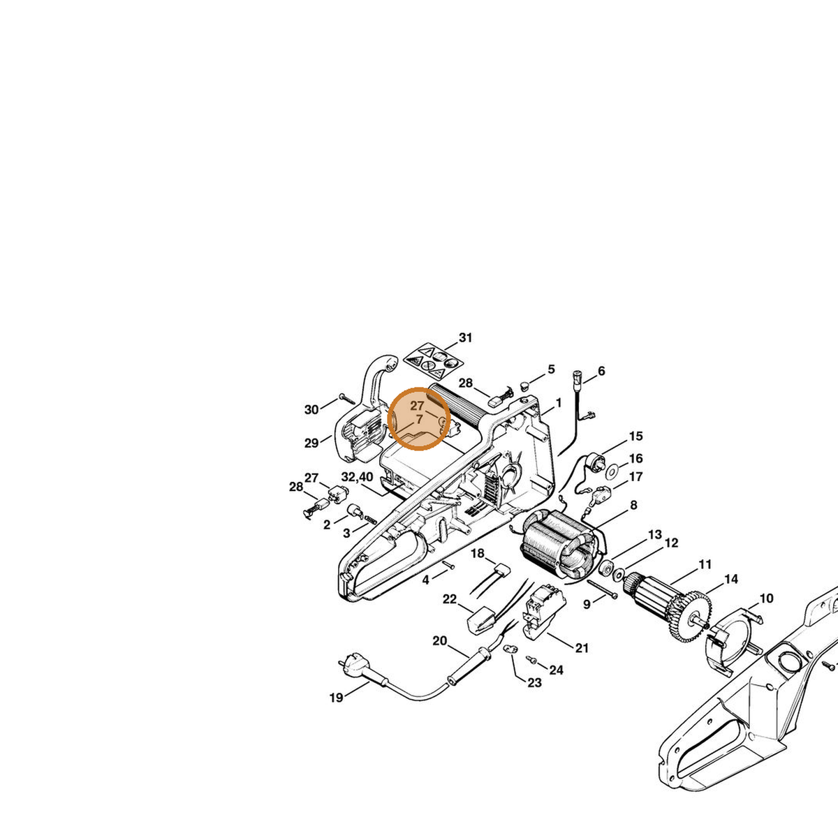 STIHL part 0000-988-6115 — IPL diagram snippet (6x zoom, amber highlight)