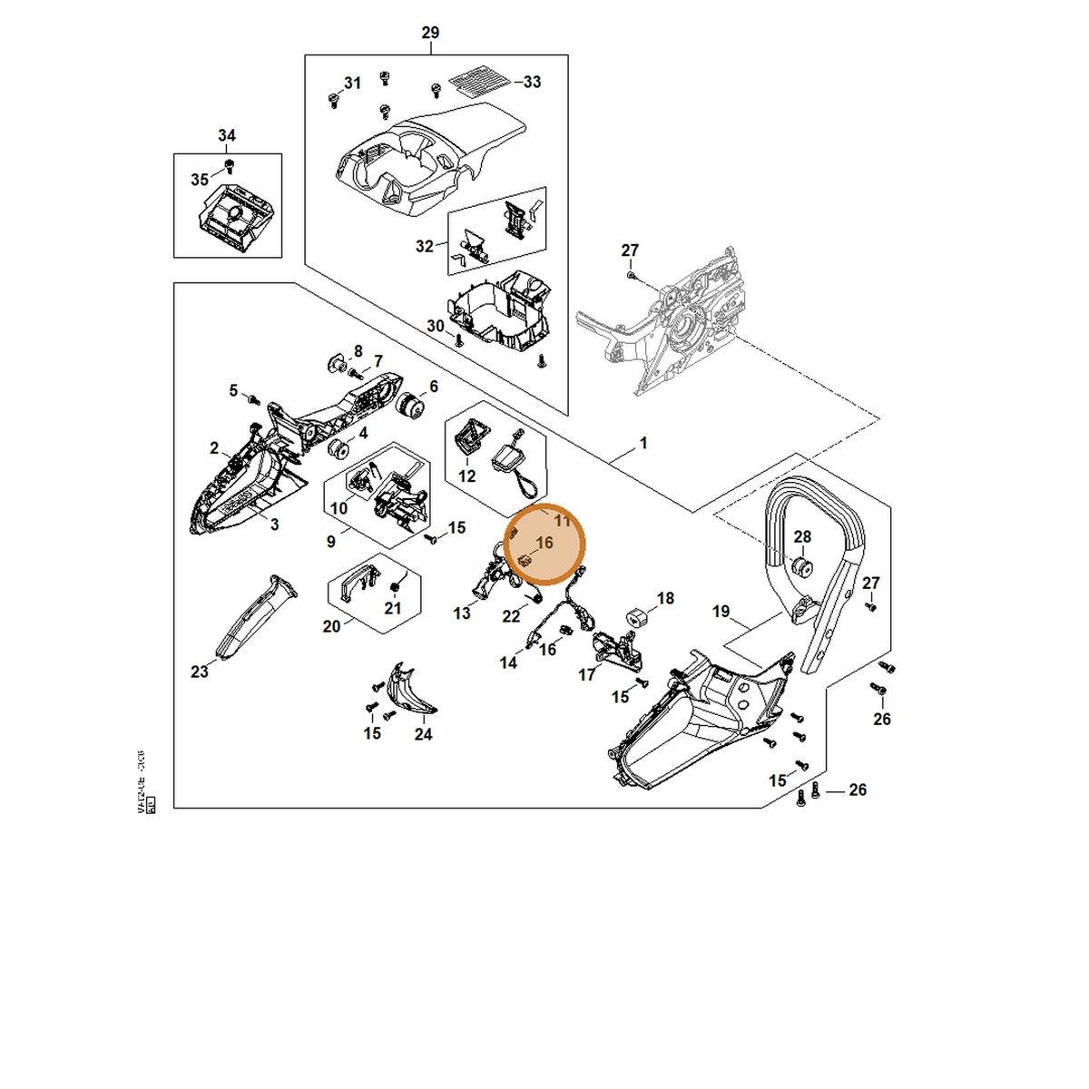 STIHL part 0000-989-0504 — IPL diagram snippet (6x zoom, amber highlight)