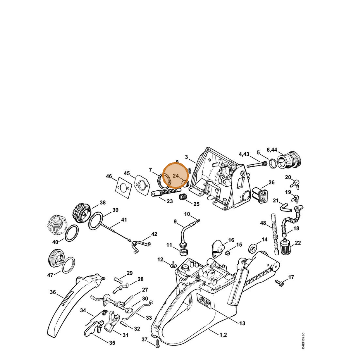 STIHL part 0000-989-0812 — IPL diagram snippet (6x zoom, amber highlight)