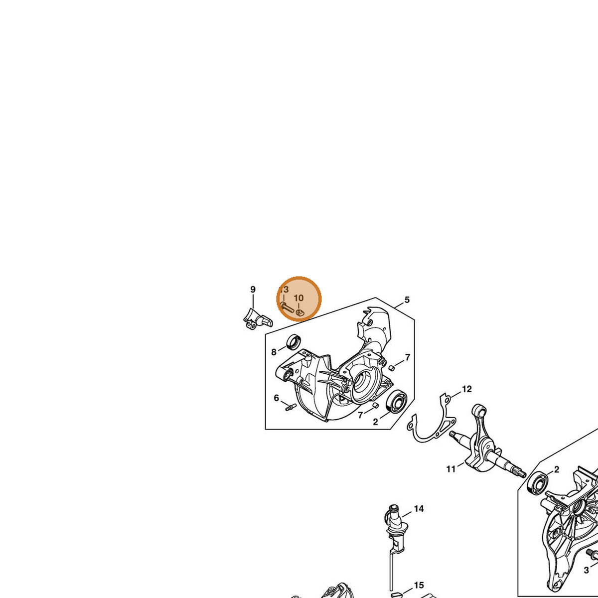 STIHL part 0000-989-1006 — IPL diagram snippet (6x zoom, amber highlight)