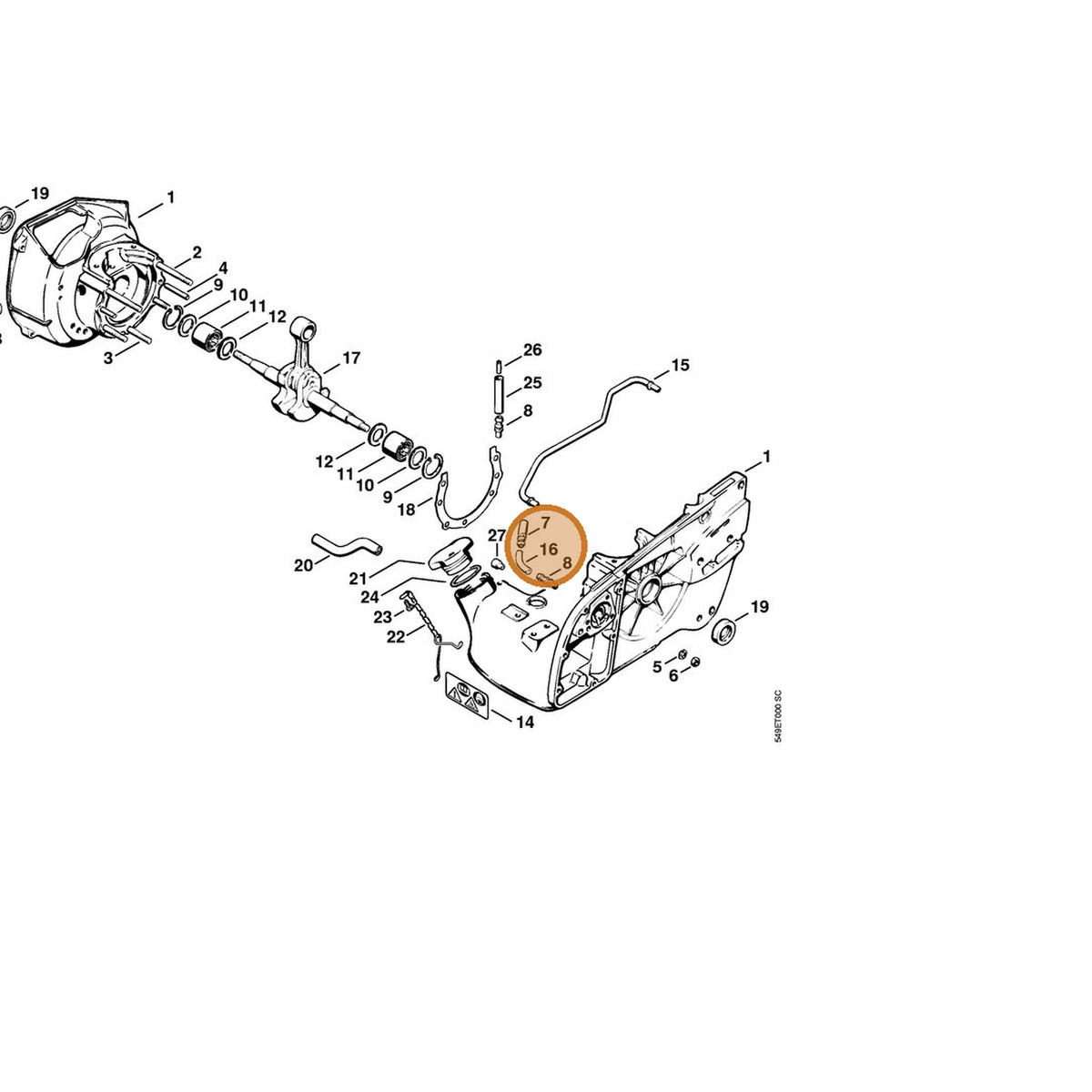 STIHL part 0000-989-5200 — IPL diagram snippet (6x zoom, amber highlight)