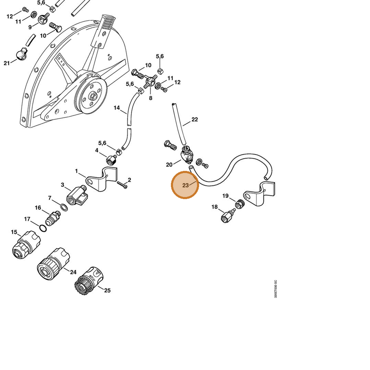 STIHL part 0000-989-5215 — IPL diagram snippet (6x zoom, amber highlight)