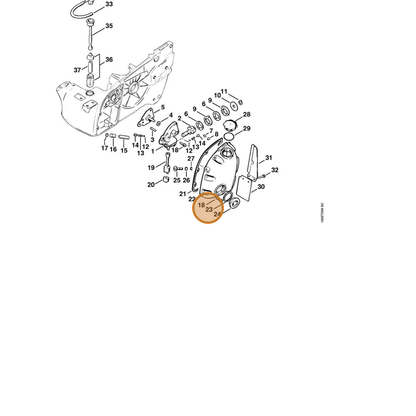 STIHL part 0000-992-7105 — IPL diagram snippet (6x zoom, amber highlight)