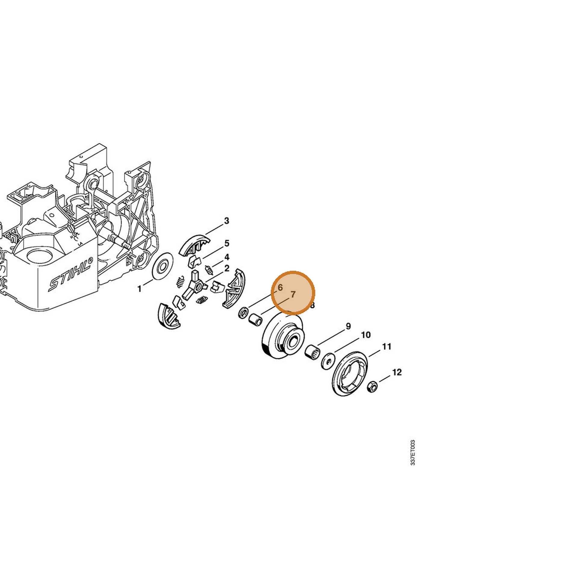 STIHL part 0000-993-0509 — IPL diagram snippet (6x zoom, amber highlight)