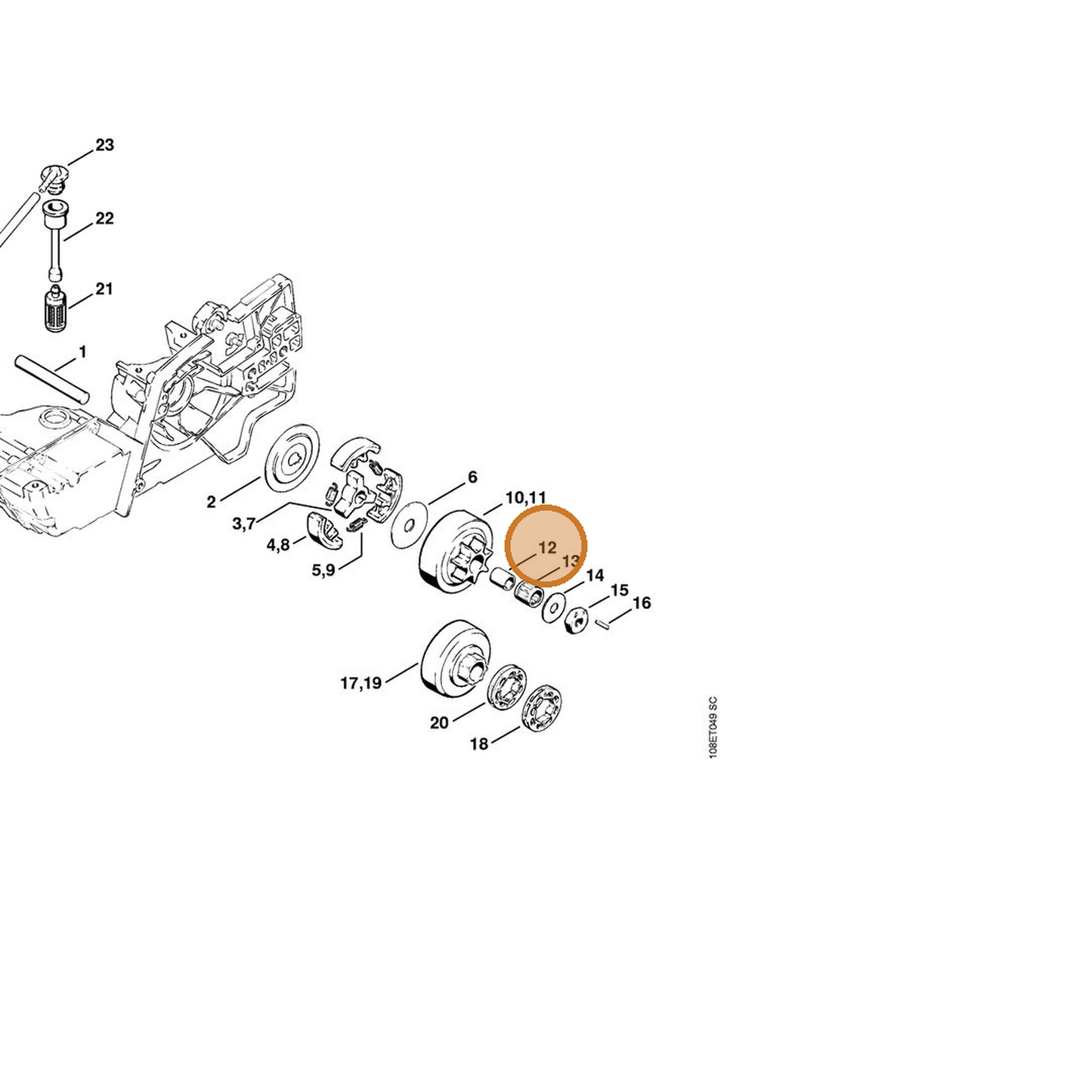STIHL part 0000-993-0510 — IPL diagram snippet (6x zoom, amber highlight)