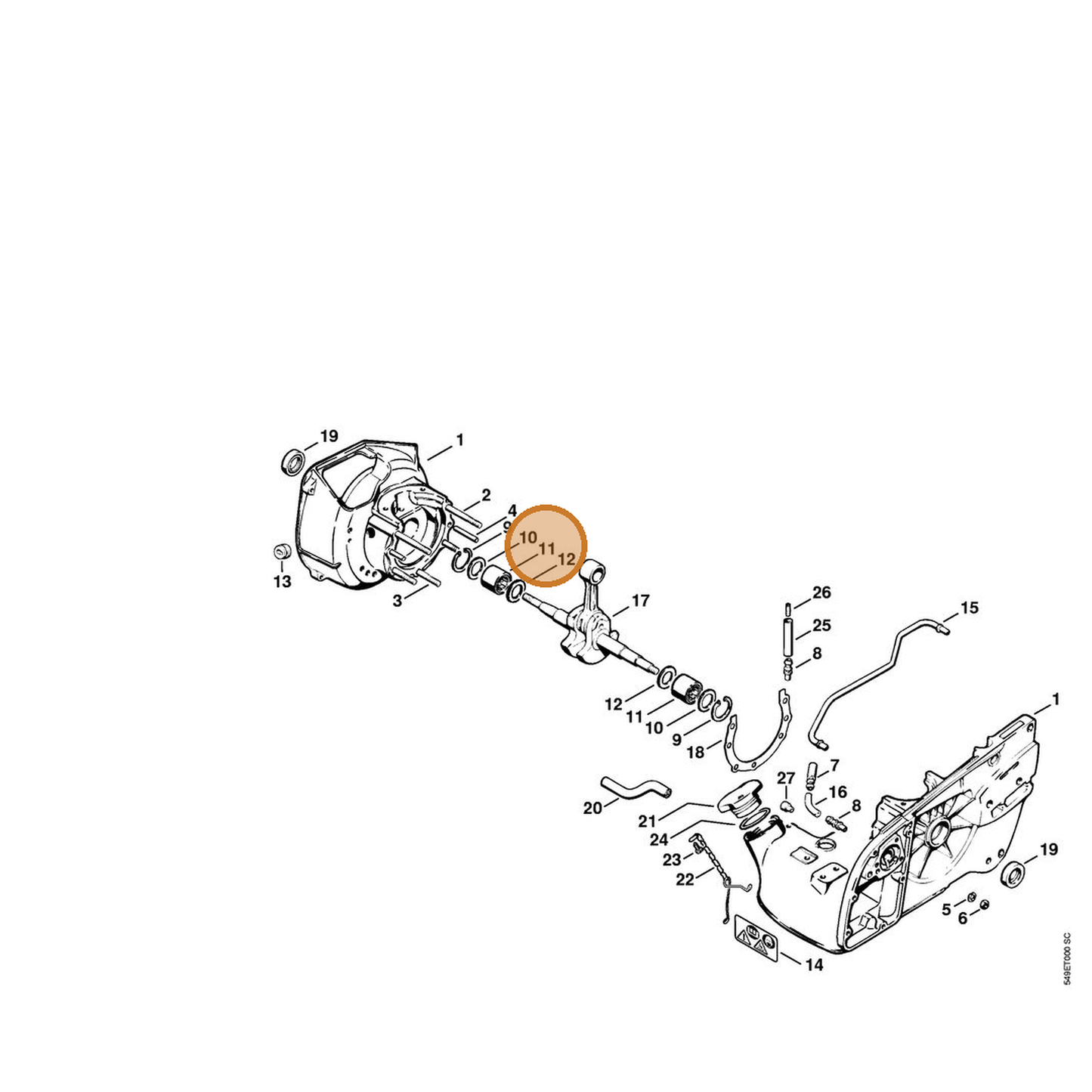 STIHL part 0000-993-0900 — IPL diagram snippet (6x zoom, amber highlight)
