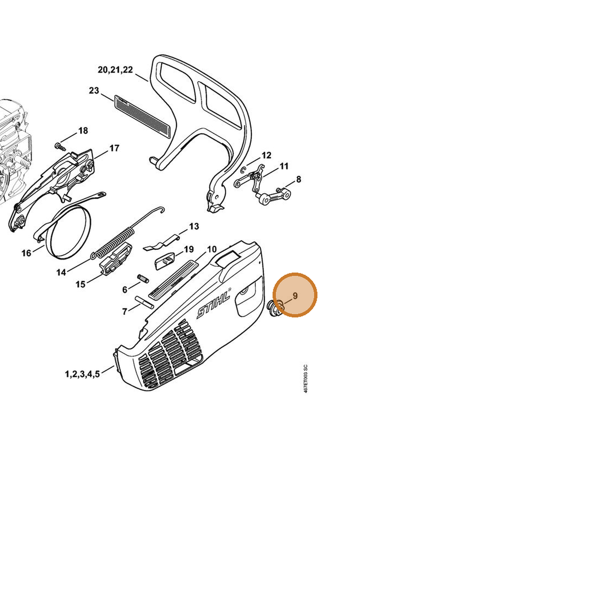 STIHL part 0000-995-0800 — IPL diagram snippet (6x zoom, amber highlight)
