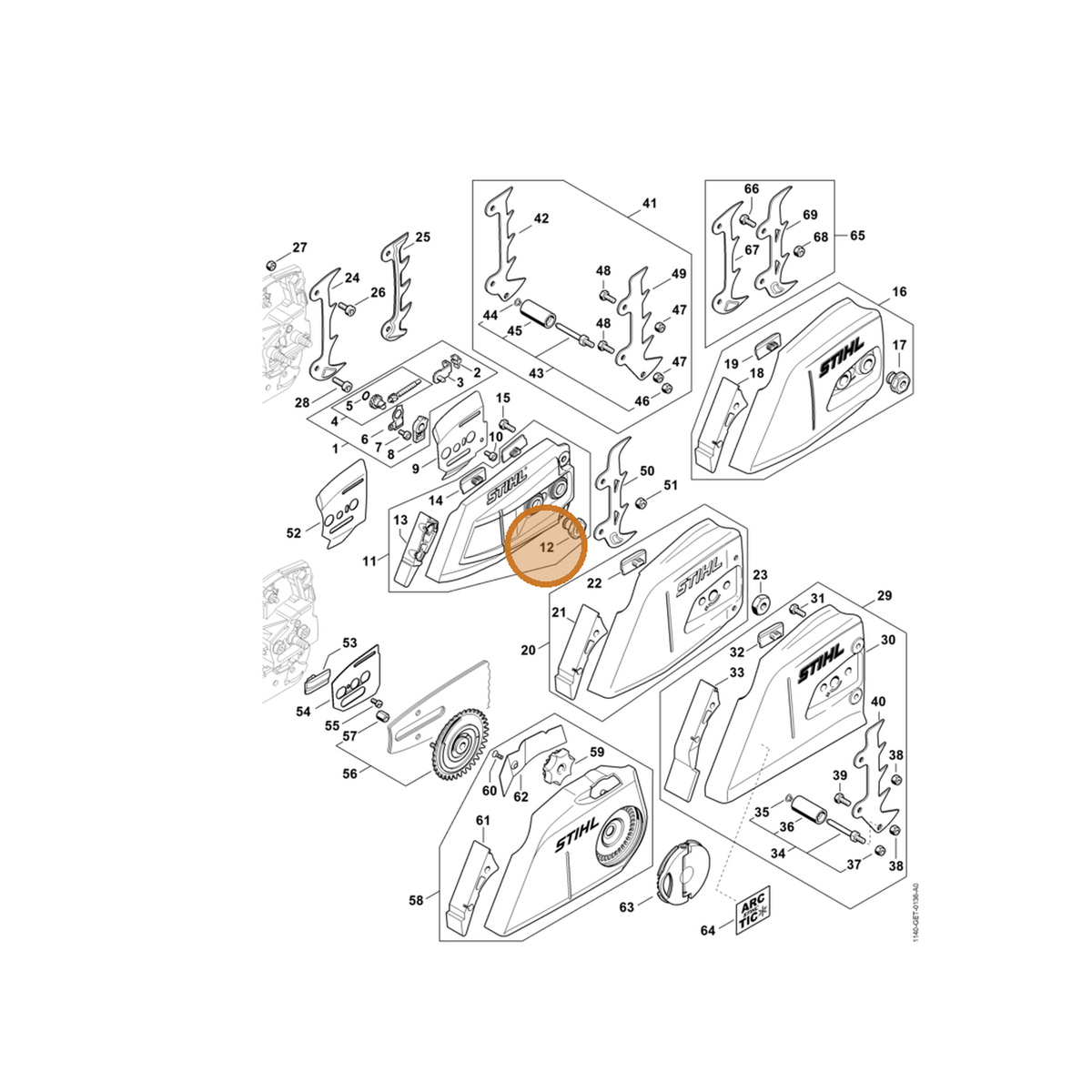 STIHL part 0000-995-0803 — IPL diagram snippet (6x zoom, amber highlight)