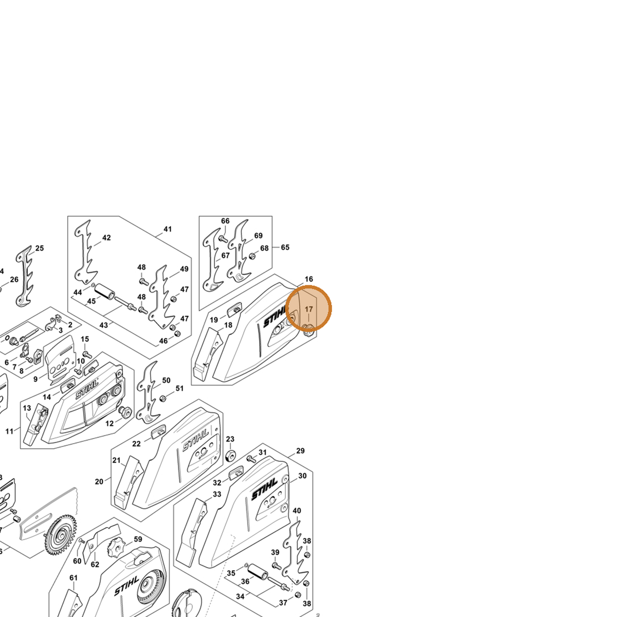 STIHL part 0000-995-0806 — IPL diagram snippet (6x zoom, amber highlight)