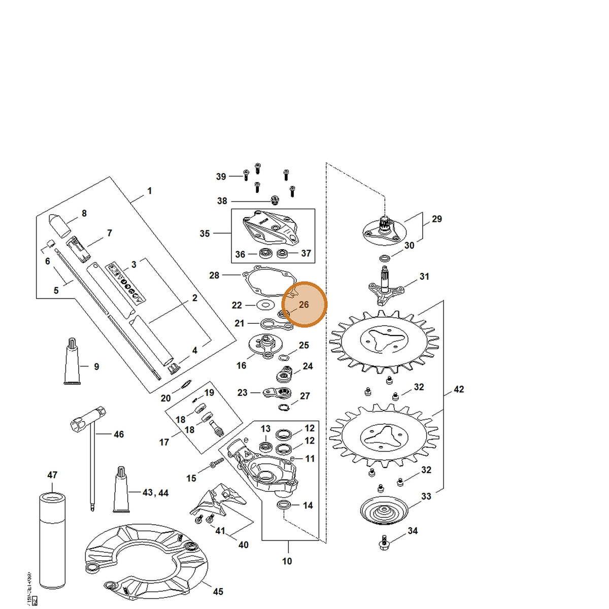 STIHL part 0000-995-0807 — IPL diagram snippet (6x zoom, amber highlight)