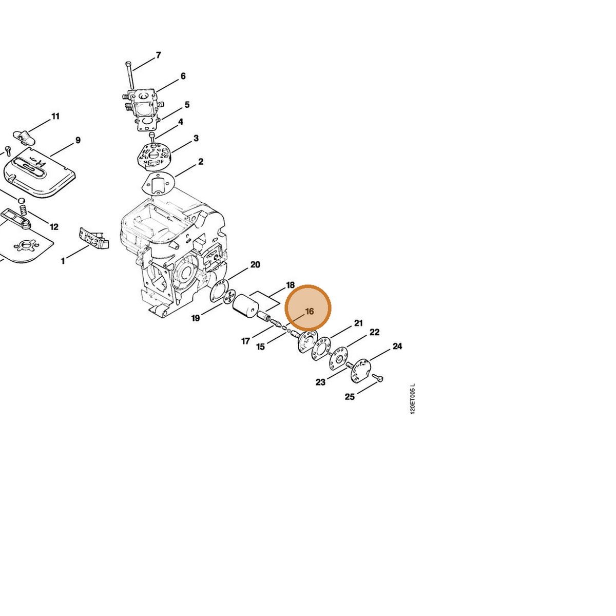 STIHL part 0000-997-0333 — IPL diagram snippet (6x zoom, amber highlight)