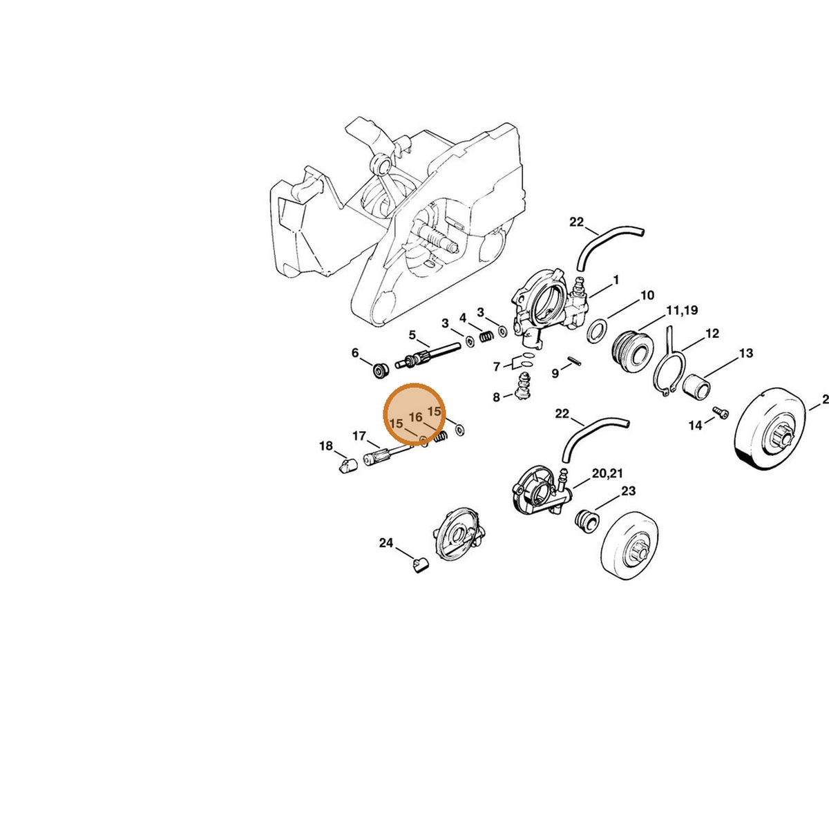 STIHL part 0000-997-0504 — IPL diagram snippet (6x zoom, amber highlight)