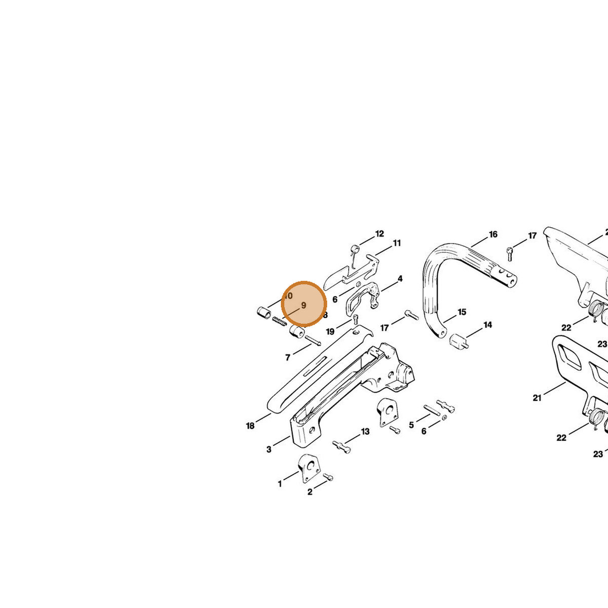 STIHL part 0000-997-0607 — IPL diagram snippet (6x zoom, amber highlight)