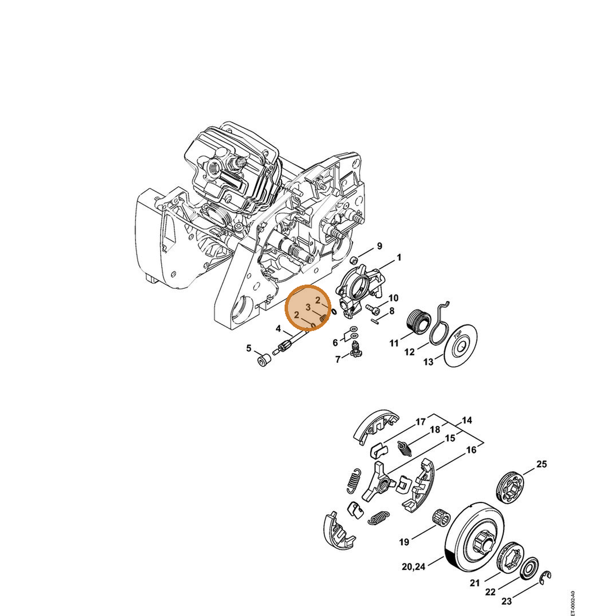 STIHL part 0000-997-0615 — IPL diagram snippet (6x zoom, amber highlight)