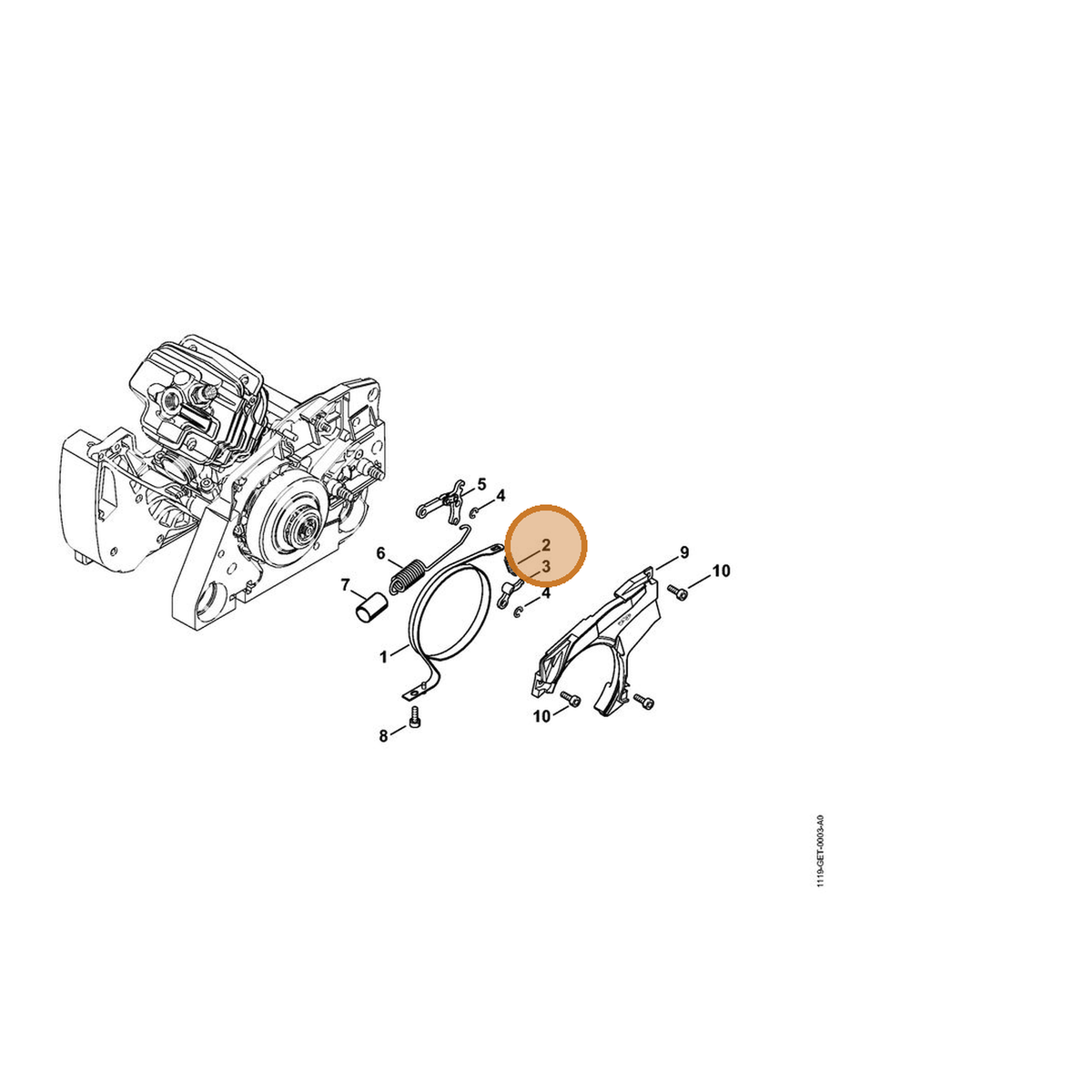 STIHL part 0000-997-0628 — IPL diagram snippet (6x zoom, amber highlight)