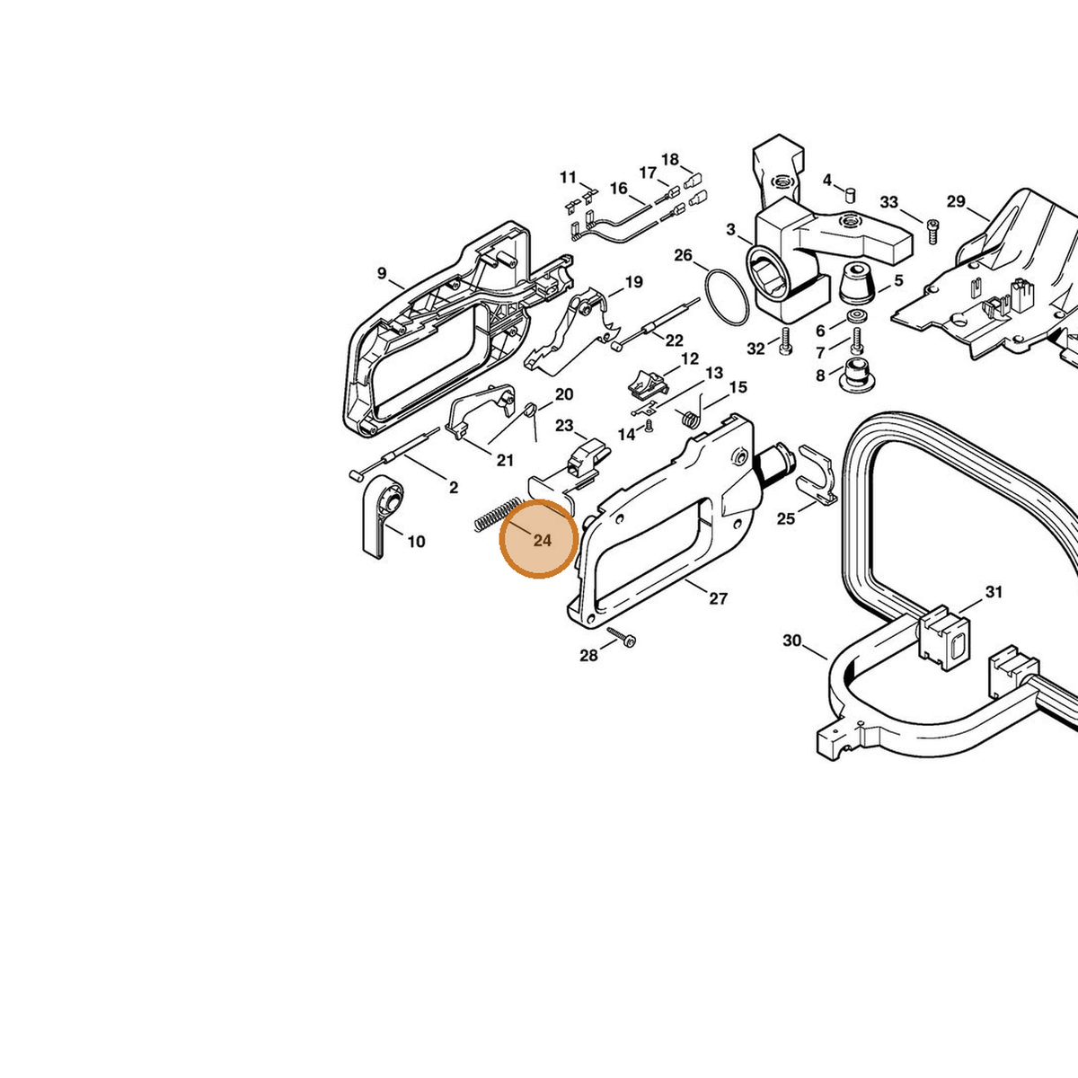 STIHL part 0000-997-0724 — IPL diagram snippet (6x zoom, amber highlight)