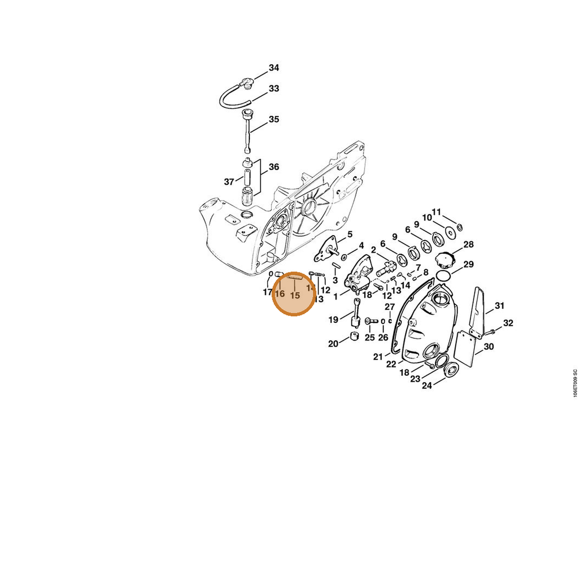 STIHL part 0000-997-0728 — IPL diagram snippet (6x zoom, amber highlight)
