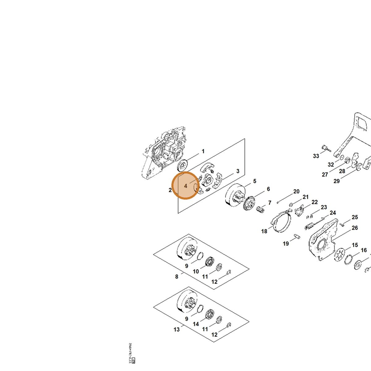 STIHL part 0000-997-0907 — IPL diagram snippet (6x zoom, amber highlight)