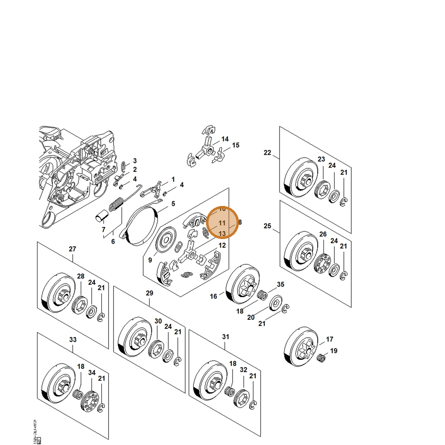 STIHL part 0000-997-0909 — IPL diagram snippet (6x zoom, amber highlight)