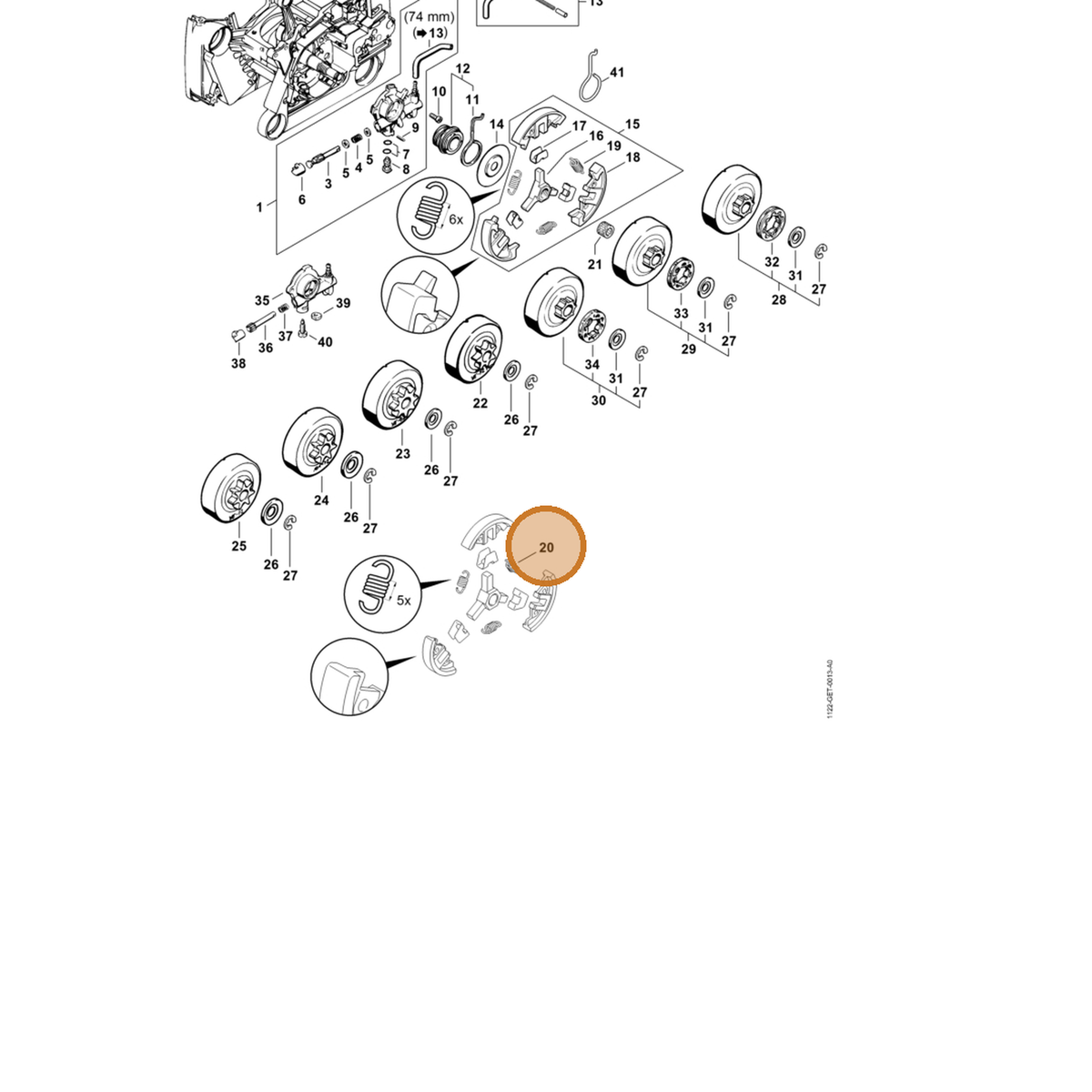 STIHL part 0000-997-0911 — IPL diagram snippet (6x zoom, amber highlight)