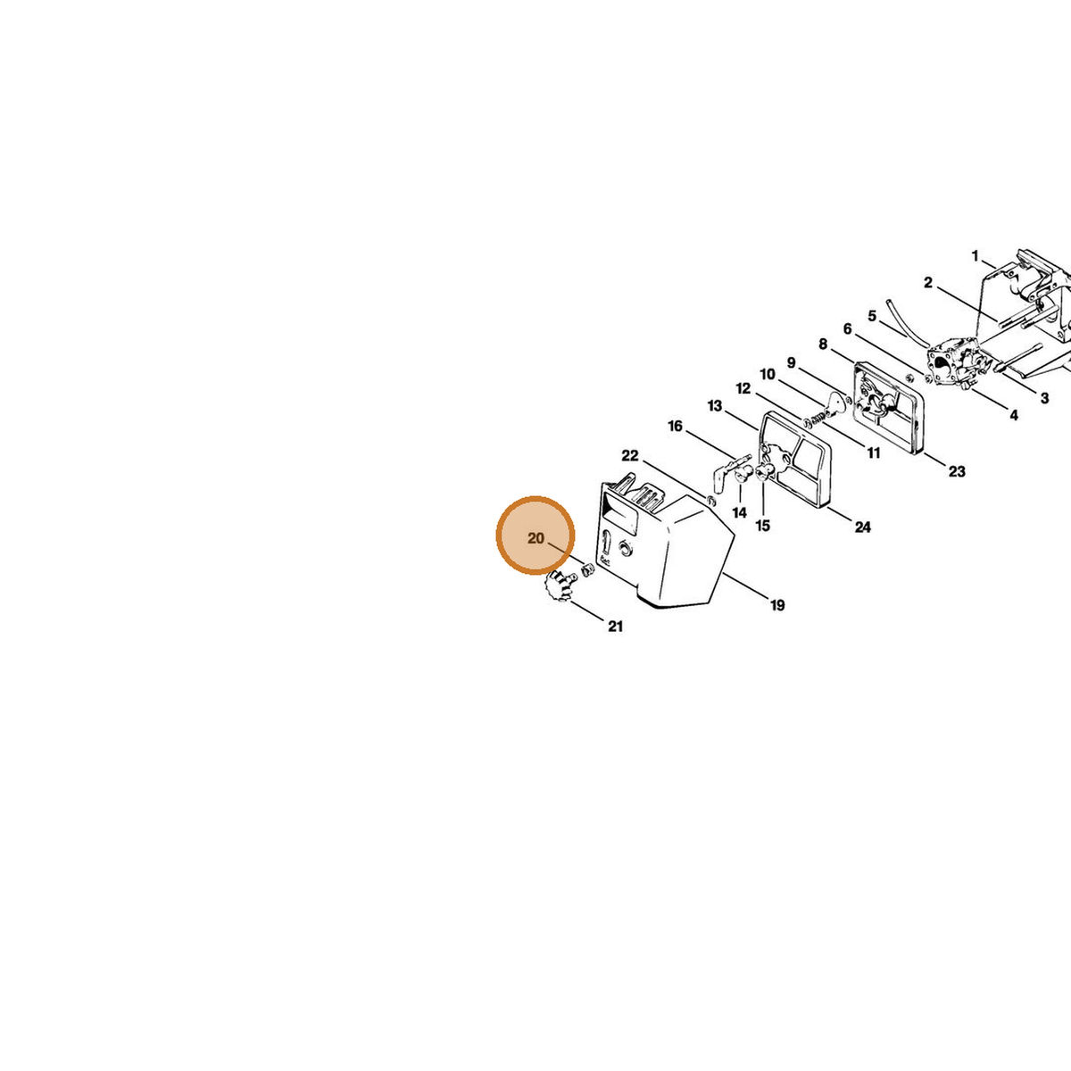 STIHL part 0000-997-0927 — IPL diagram snippet (6x zoom, amber highlight)